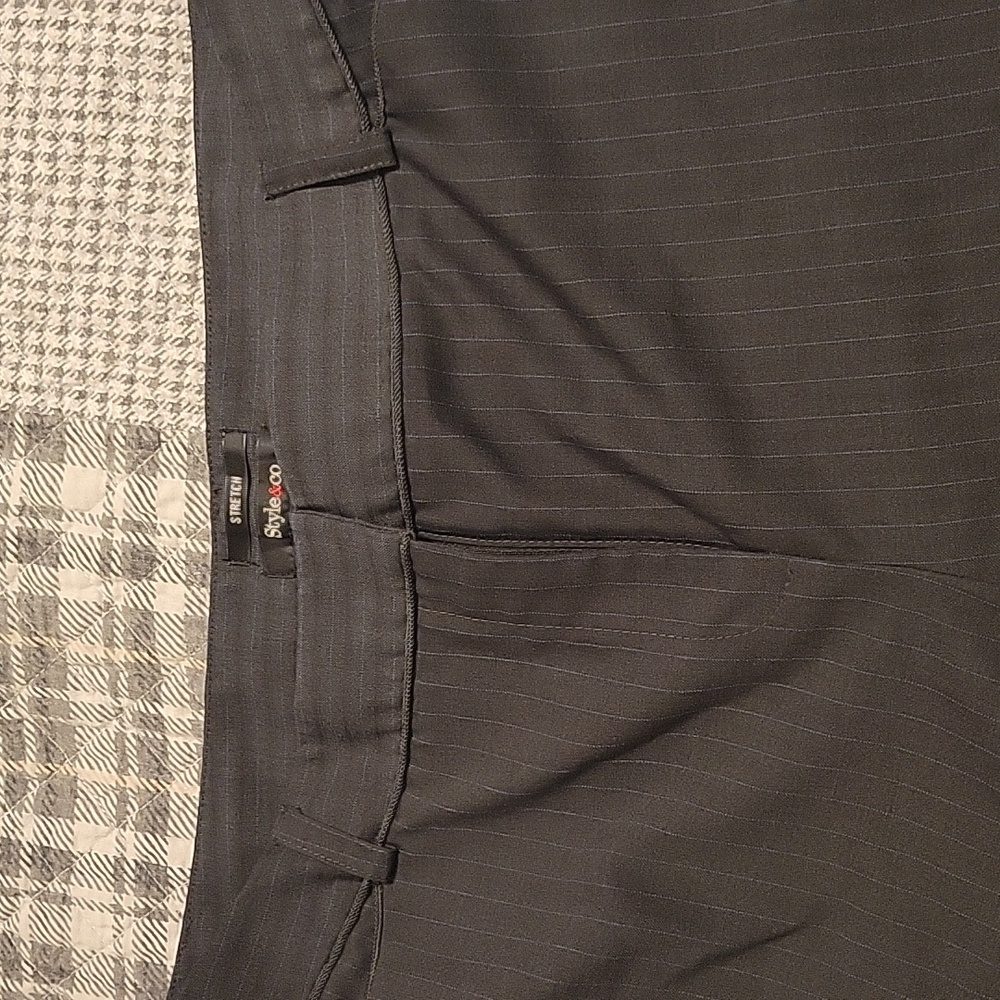 Women's Dress Pants Style and Company, black with light blue pin Stripes